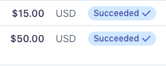 Our first two customer payments