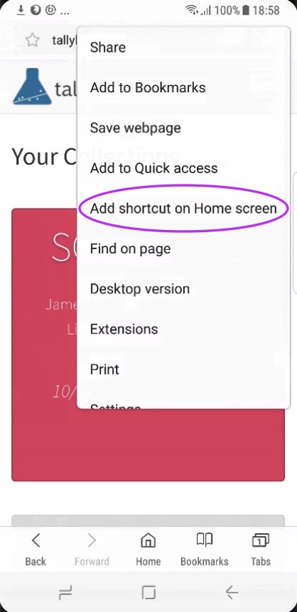 Android 8 Samsung Internet, Step 2
